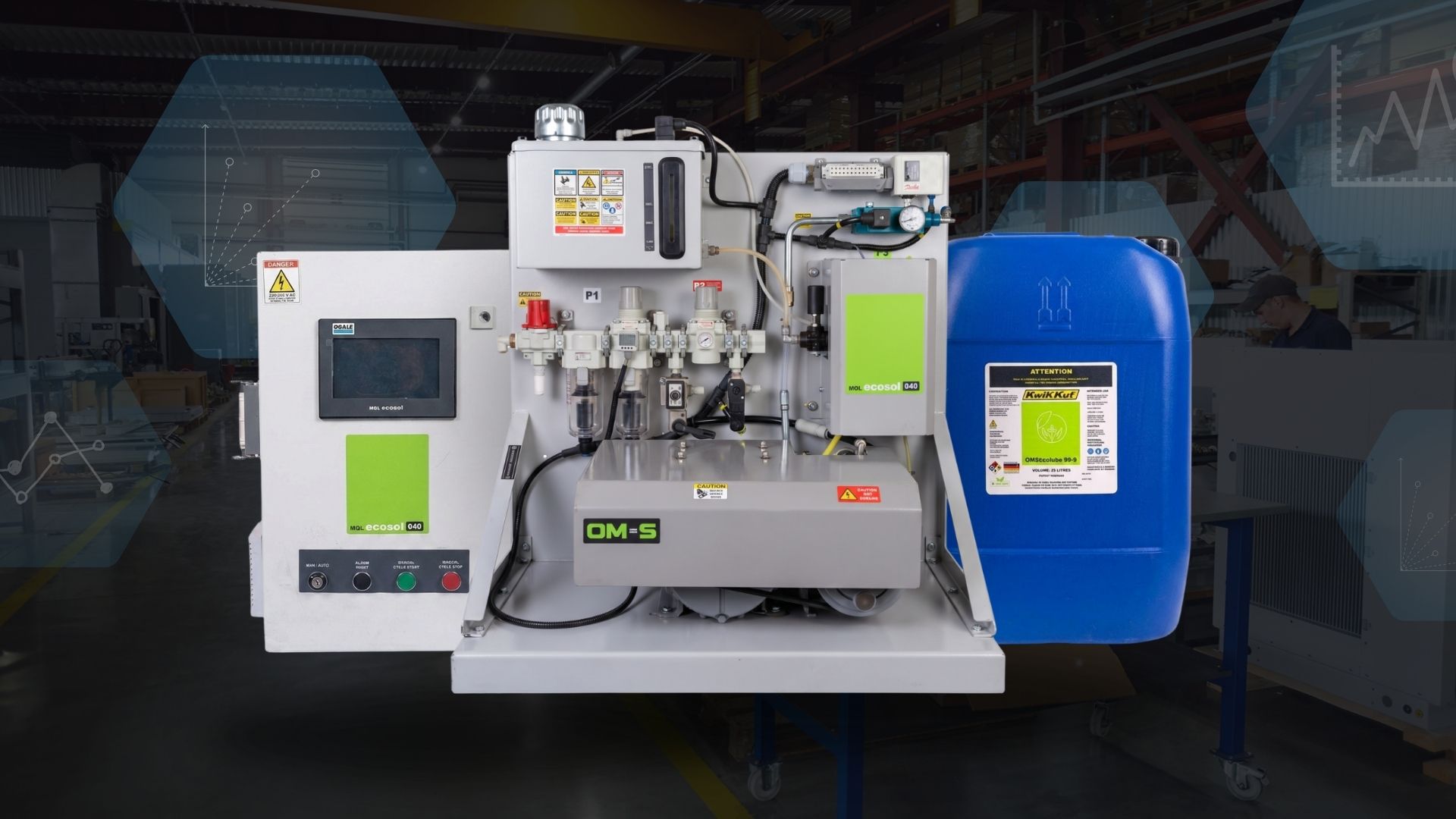 Ogale ecosol MQL system and lubricant banner